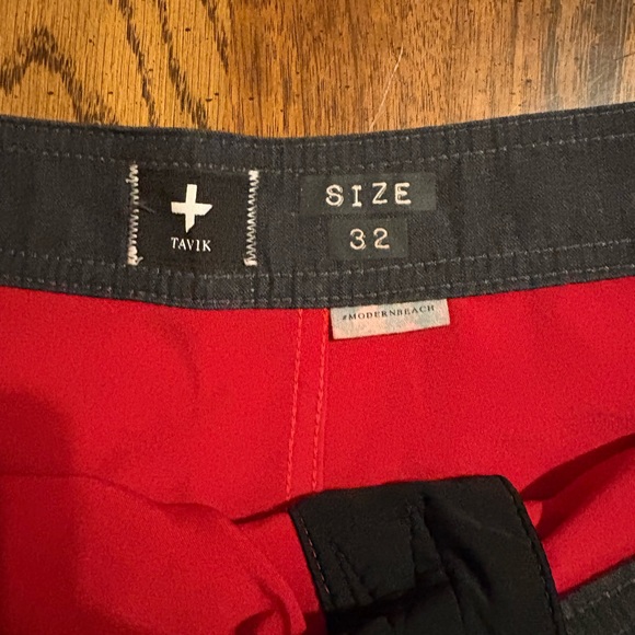 Tavik Men's Bold Red and Navy Swim Shorts - Picture 3 of 4